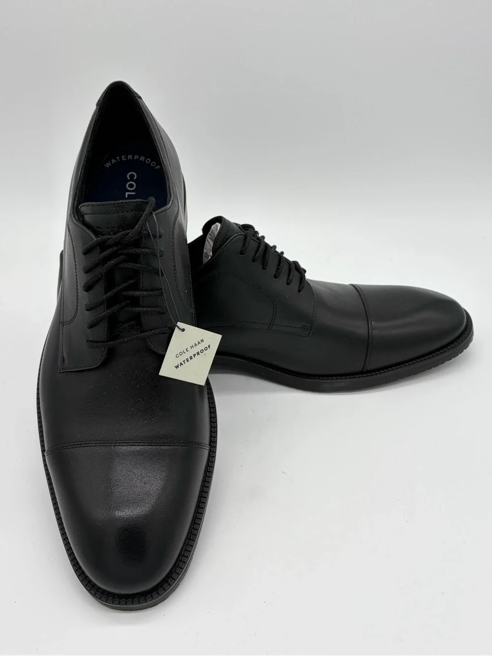 Cole Haan Black Cap-Toe Derby Dress Shoes